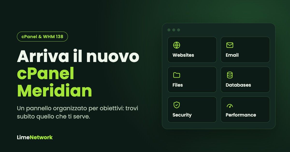 cPanel Meridian, il nuovo pannello di controllo di LimeNetwork